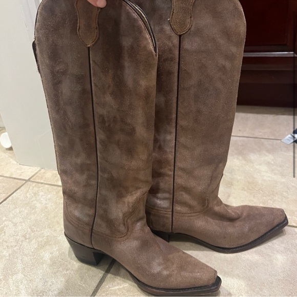 Stetson Shoes - Stetson Brown Suede Western Knee-High Boots